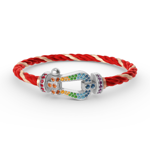 [Cyra]  FORC LARGE HORSESHOE  COLORED DIAMOND BRACELET SILVER