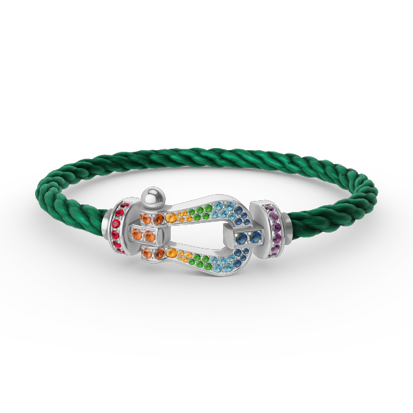 [Cyra]  FORC LARGE HORSESHOE  COLORED DIAMOND BRACELET SILVER