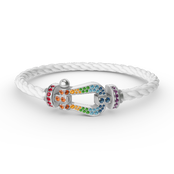 [Cyra]  FORC LARGE HORSESHOE  COLORED DIAMOND BRACELET SILVER