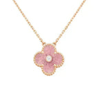 [Cyra]  CLOVER 15MM DIAMOND RHODONITE NECKLACE