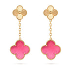 [Cyra] NEW CLOVER 2 MOTIF PINK ENAMEL EARRINGS