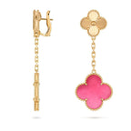 [Cyra] NEW CLOVER 2 MOTIF PINK ENAMEL EARRINGS