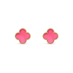 [Cyra] NEUE CLOVER 15MM OHRSTECKER MIT ROSA EMAILLE