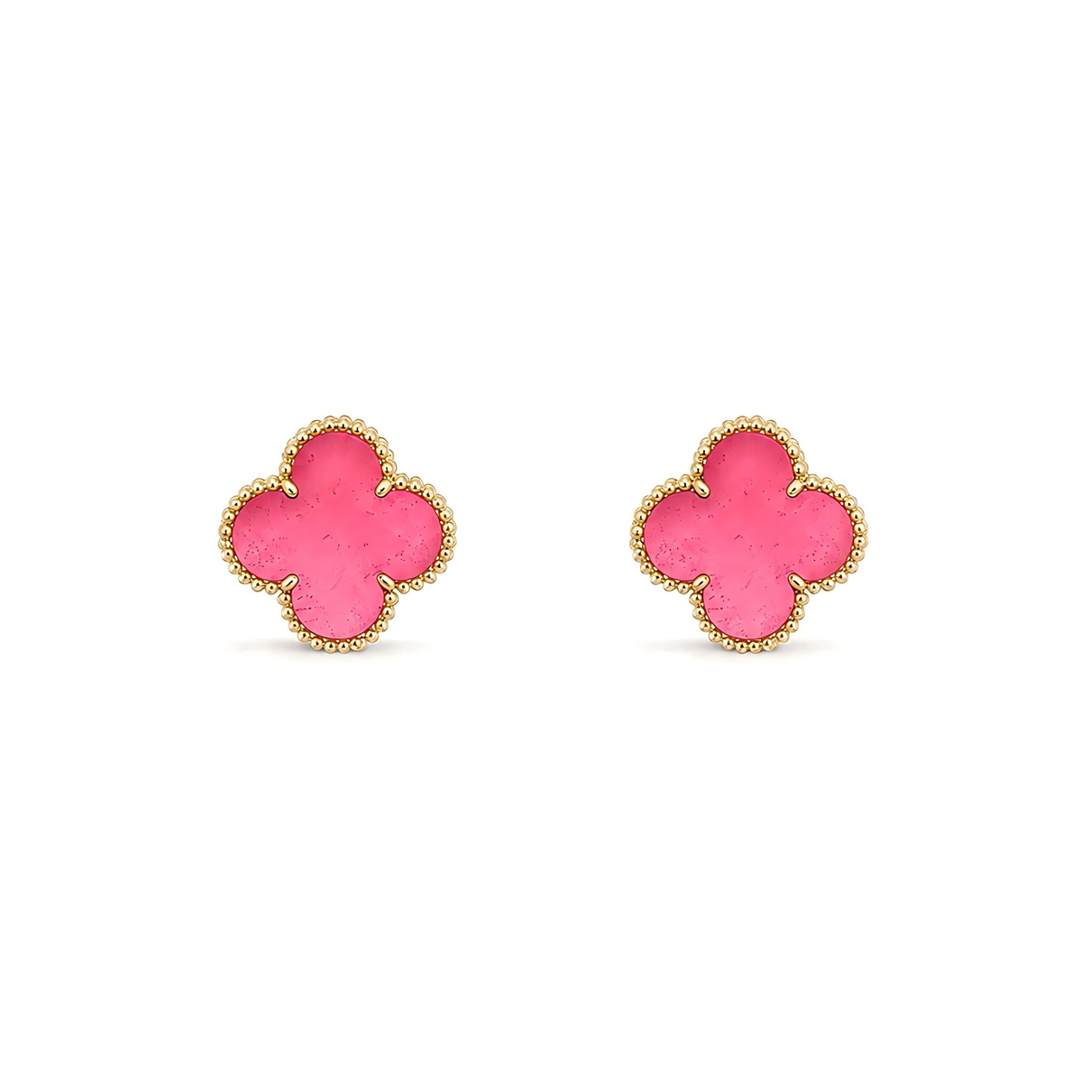 [Cyra] NEW CLOVER 15MM PINK ENAMEL STUD EARRINGS