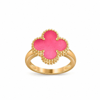 [Cyra] NEUE RINGE MIT ROSA EMAILLE-KLEEBLATT