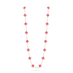 [Cyra] NEUE CLOVER 20 MOTIVE HALSKETTE MIT ROSA EMAILLE