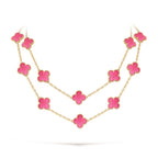 [Cyra] NEUE CLOVER 20 MOTIVE HALSKETTE MIT ROSA EMAILLE