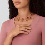 [Cyra] NEUE CLOVER 20 MOTIVE HALSKETTE MIT ROSA EMAILLE