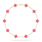 [Cyra] NEUE CLOVER 10 MOTIVE HALSKETTE MIT ROSA EMAILLE