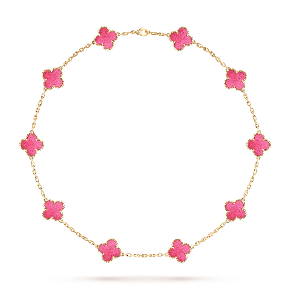 [Cyra] NEW CLOVER 10 MOTIFS PINK ENAMEL NECKLACE