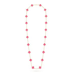 [Cyra] NEUE CLOVER 20 MOTIVE HALSKETTE MIT ROSA EMAILLE
