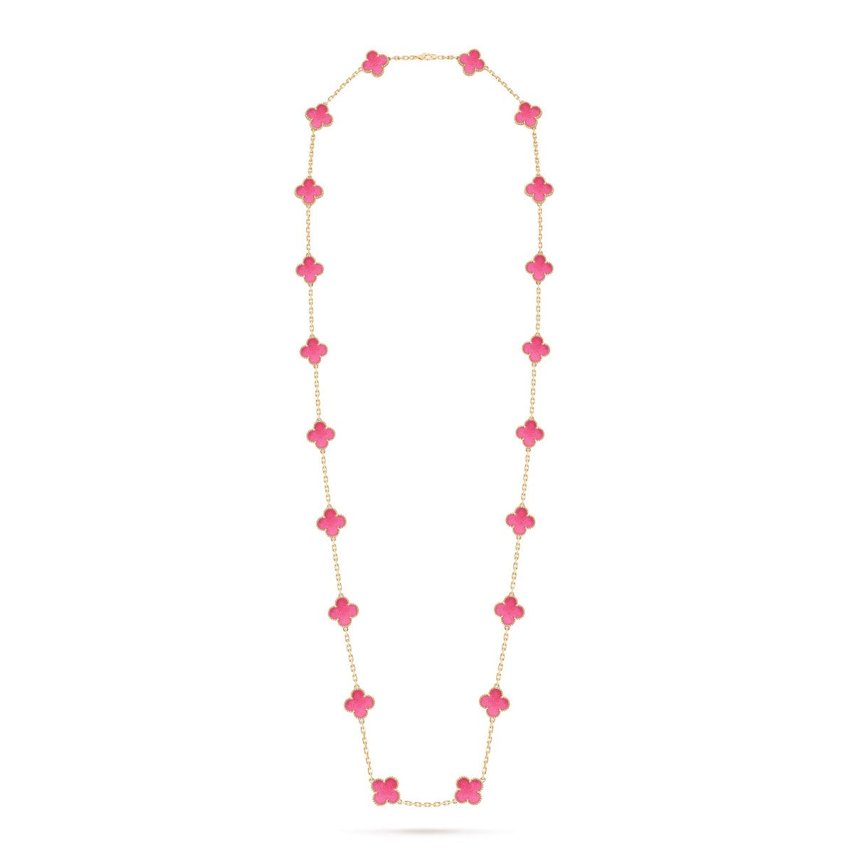 [Cyra] NEUE CLOVER 20 MOTIVE HALSKETTE MIT ROSA EMAILLE