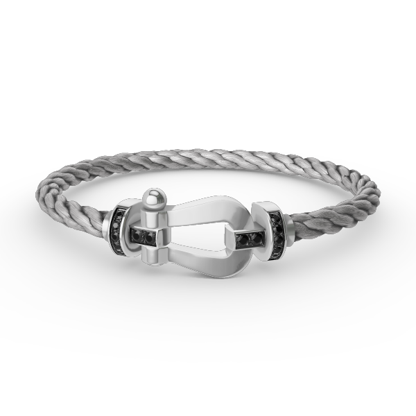 [Cyra] FORCE ARMBAND GROSSES HUFEISEN SCHWARZDIAMANT SILBER