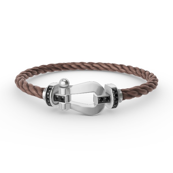 [Cyra]  FORCE LARGE HORSESHOE BLACK DIAMOND BRACELET SILVER