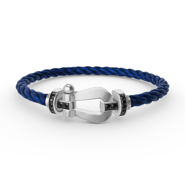 [Cyra]  FORCE LARGE HORSESHOE BLACK DIAMOND BRACELET SILVER