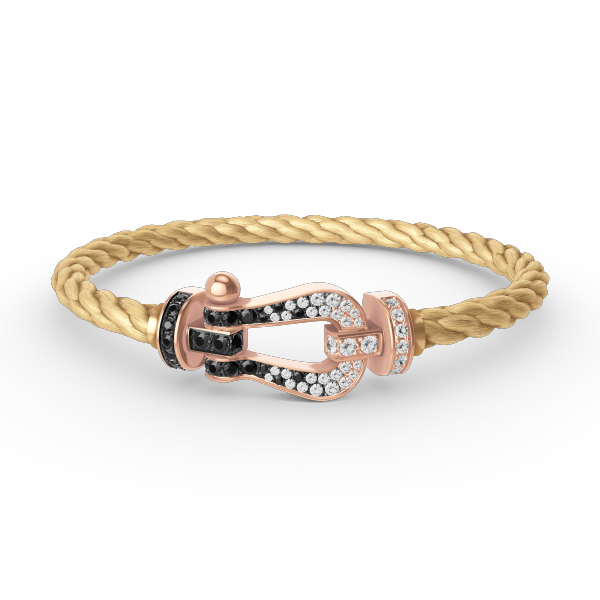 [Cyra]  FORCE LARGE HORSESHOE BLACK WHITE DIAMOND BRACELET ROSE GOLD