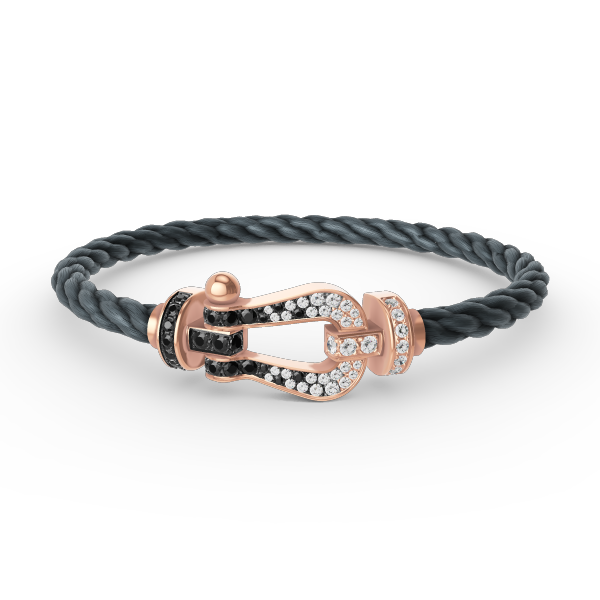 [Cyra]  FORCE LARGE HORSESHOE BLACK WHITE DIAMOND BRACELET ROSE GOLD