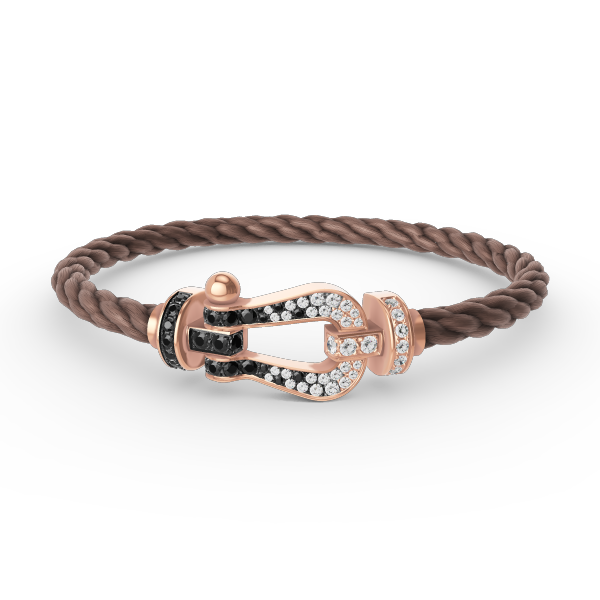 [Cyra]  FORCE LARGE HORSESHOE BLACK WHITE DIAMOND BRACELET ROSE GOLD