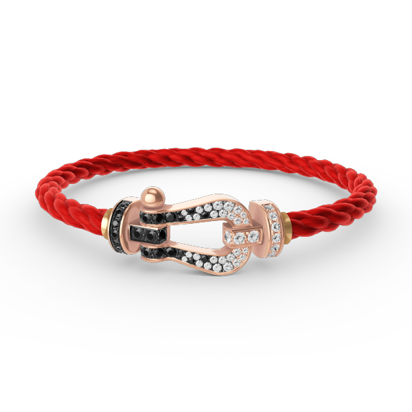 [Cyra]  FORCE LARGE HORSESHOE BLACK WHITE DIAMOND BRACELET ROSE GOLD