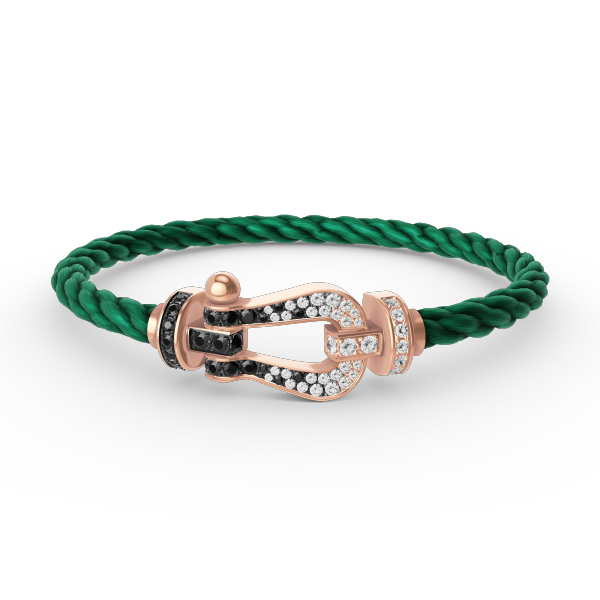 [Cyra]  FORCE LARGE HORSESHOE BLACK WHITE DIAMOND BRACELET ROSE GOLD