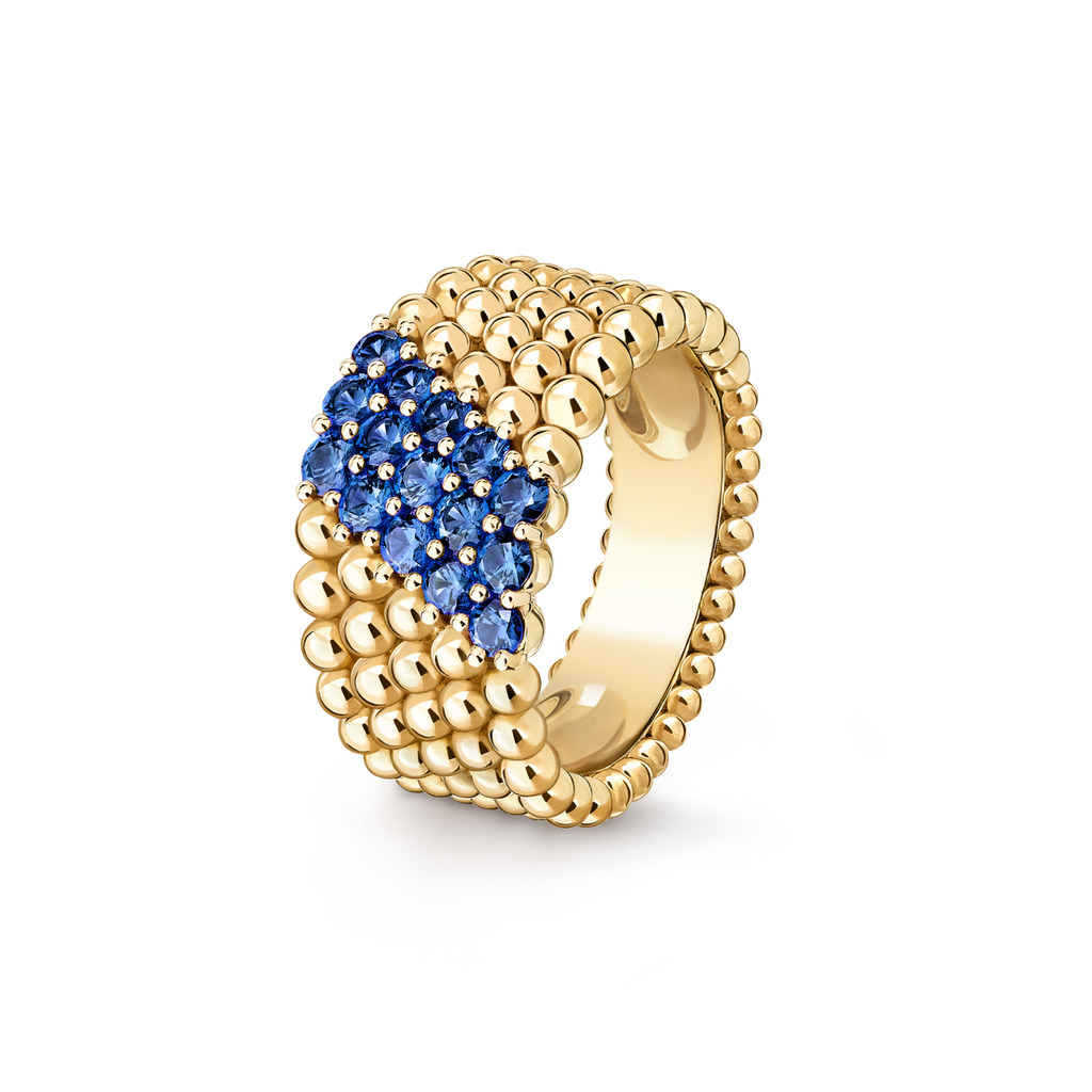 [Cyra]   PERLÉE DIAMANT-RING, 5-REIHIGES, MIT DIAMANTEN BESETZTES DESIGN