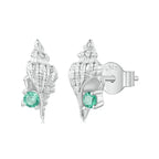 Conch-Ohrstecker mit eingelegtem grünem Zirkonia, hypoallergene Ohrringe