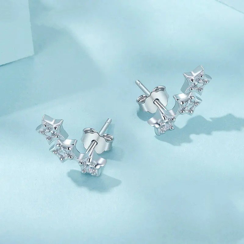 Silberne kleine Stern-Ohrstecker für Damen und Mädchen