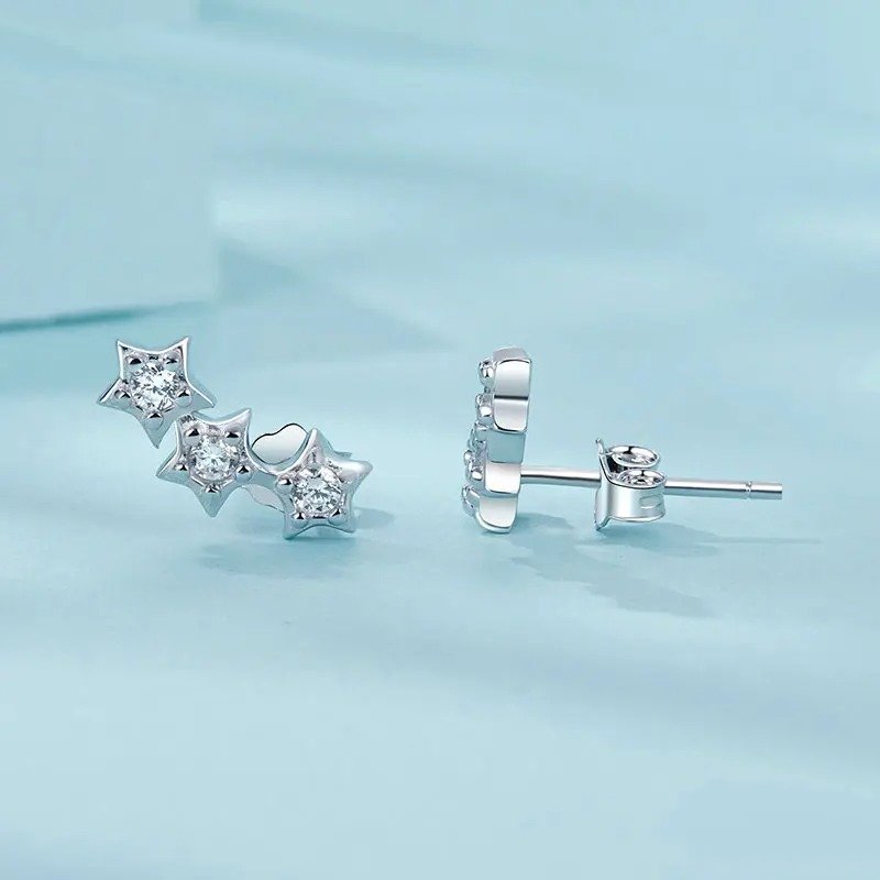 Silberne kleine Stern-Ohrstecker für Damen und Mädchen