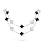 [Cyra] CLOVER 20 MOTIFS DIAMOND ONYX NECKLACE