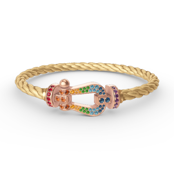 [Cyra]  FORCE LARGE HORSESHOE  COLORED DIAMOND BRACELET ROSE GOLD