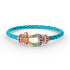 [Cyra]  GROSSES HUFEISEN-ARMBAND MIT FARBDIAMANTEN IN ROSÉGOLD