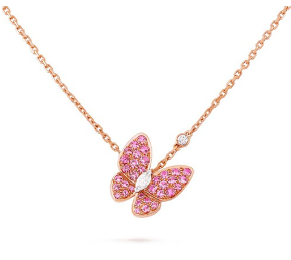 [Cyra]  SCHMETTERLING ROTER DIAMANT ROSÉGOLD HALSKETTE