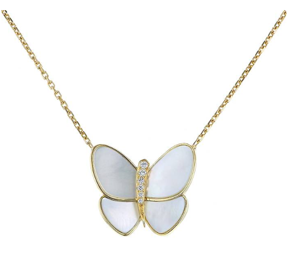 [Cyra]  BUTTERFLY GOLD MOP DIAMOND NECKLACE