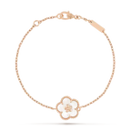 [Cyra] ARMBAND MIT GLÜCKSBRINGER AUS WEISSEM PERLMUTT UND PFLAUMENBLÜTE