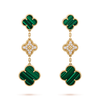 [Cyra] CLOVER-OHRRINGE GOLD MALACHIT DIAMANT 3 MOTIVE