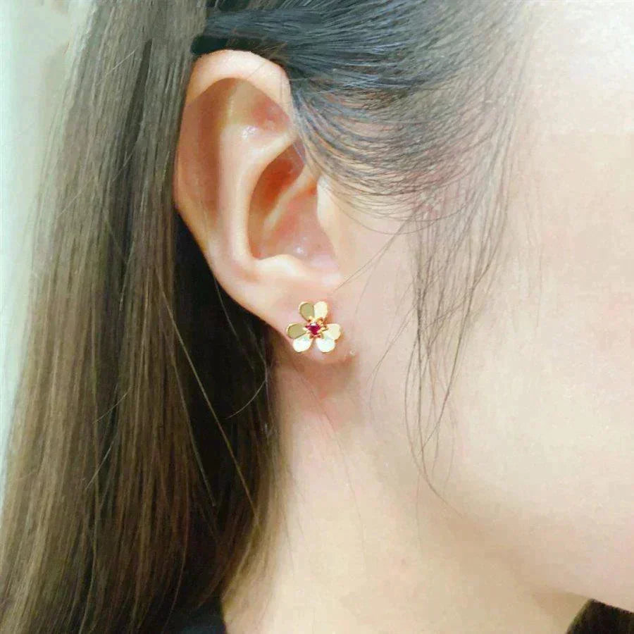 [Cyra]  FRIVOLE  FLOWER PINK EARRINGS