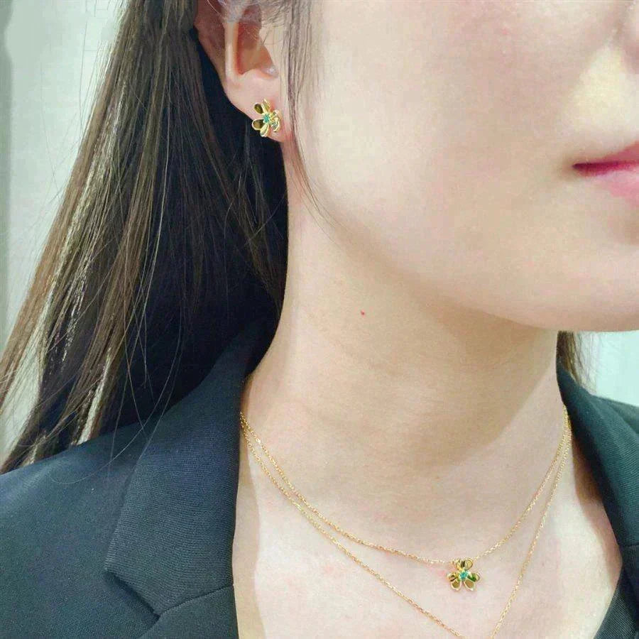 [Cyra]  FRIVOLE  FLOWER MALACHITE EARRINGS