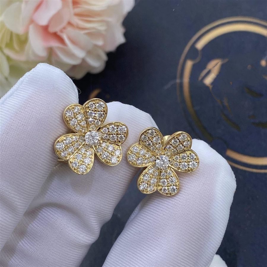 [Cyra]  FRIVOLE GOLD BLUMEN-DIAMANT-OHRRINGE