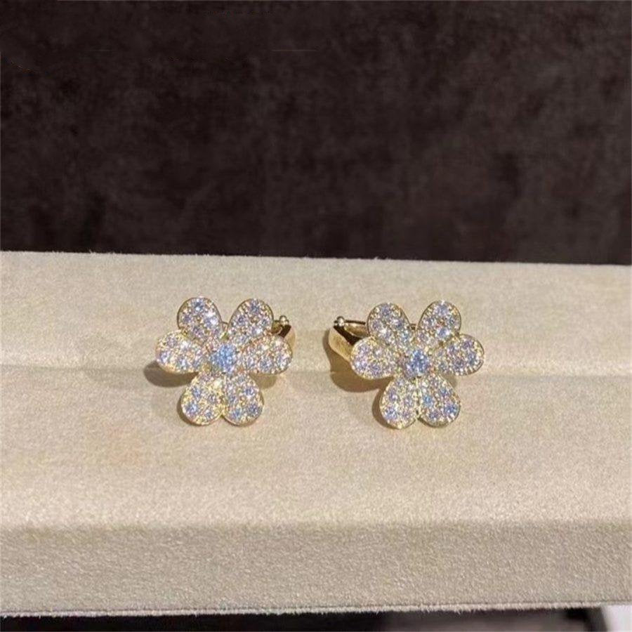 [Cyra]  FRIVOLE GOLD BLUMEN-DIAMANT-OHRRINGE