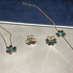 [Cyra]  FRIVOLE  FLOWER MALACHITE EARRINGS