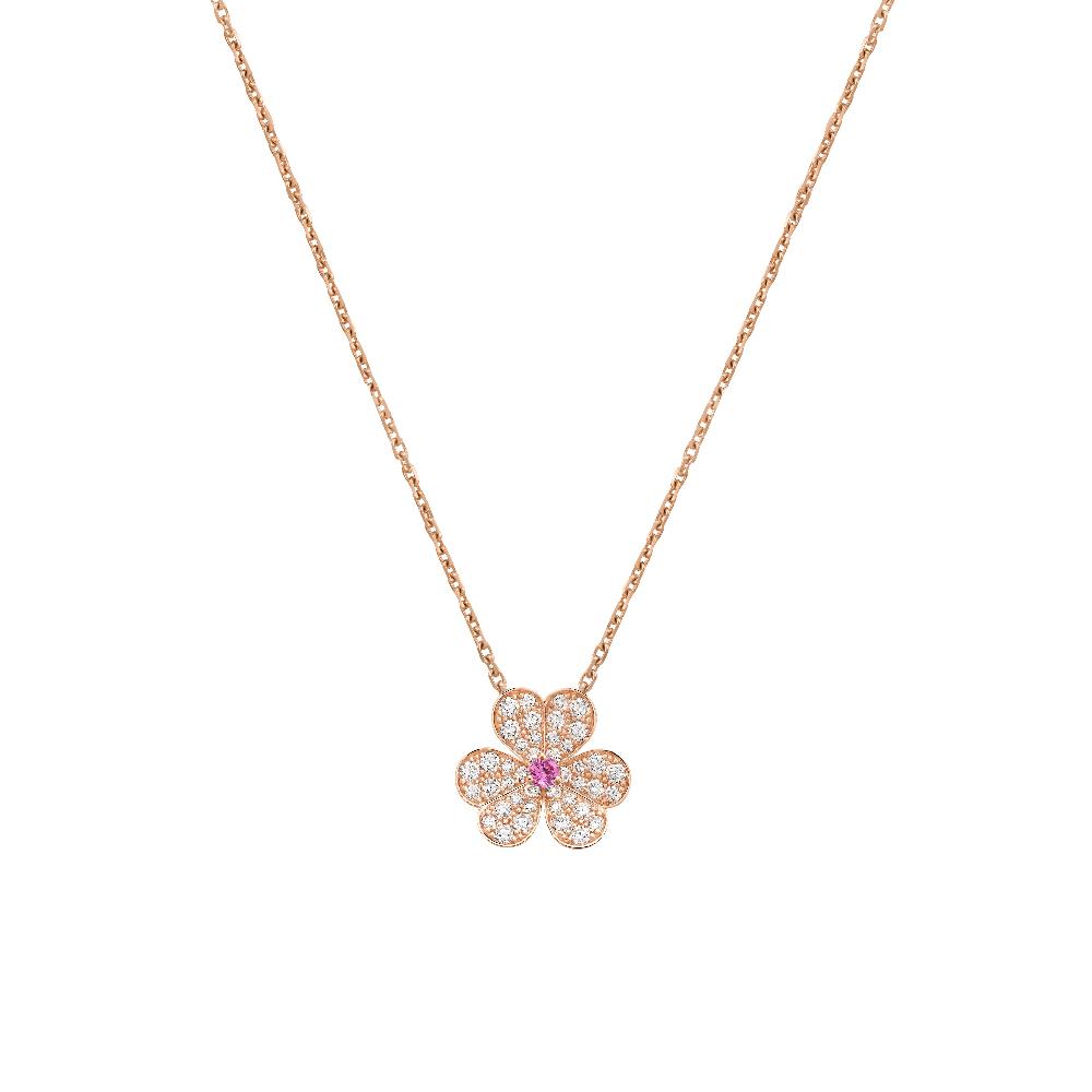 [Cyra]  FRIVOLE ROSE GOLD FLOWER DIAMOND NECKLACE