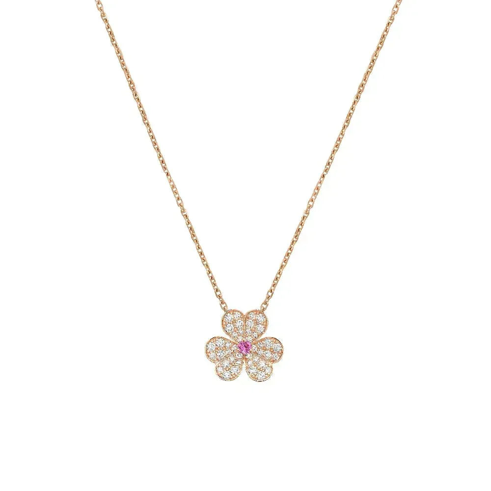 [Cyra] FRIVOLE BLUMEN-DIAMANT-HALSKETTE IN ROSÉGOLD