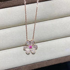 [Cyra]  FRIVOLE ROSE GOLD FLOWER DIAMOND NECKLACE