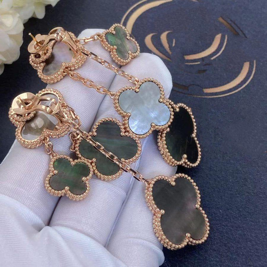 [Cyra] CLOVER OHRRINGE DUNKLES PERLMUTT 4 MOTIVE ROSÉGOLD
