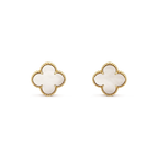 [Cyra]  CLOVER MEDIUM 1 MOTIFS  WHITE MOP STUD EARRINGS