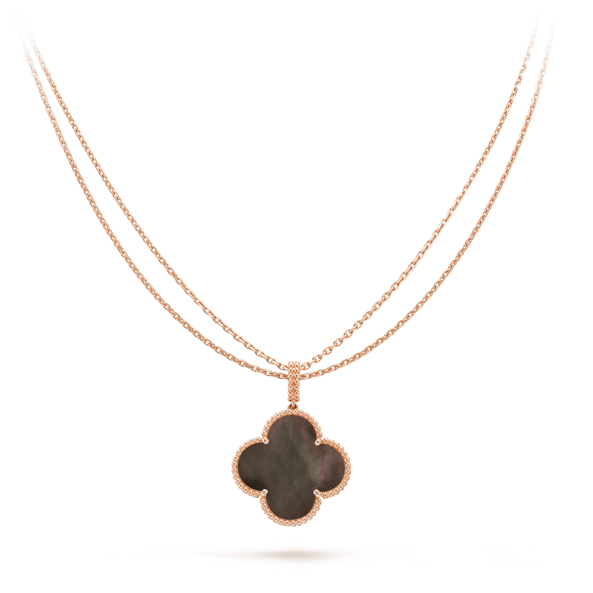 [Cyra]  CLOVER 25MM GOLD DARK MOP BIG CLOVER NECKLACE