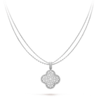 [Cyra]  CLOVER 25MM SILVER FULL DIAMOND BIG CLOVER NECKLACE