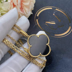 [Cyra]  CLOVER 25MM GOLD ONYX BIG CLOVER NECKLACE