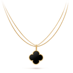 [Cyra]  CLOVER 25MM GOLD ONYX BIG CLOVER NECKLACE