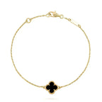 [Cyra]  CLOVER ONYX SINGLE FLOWER BRACELET